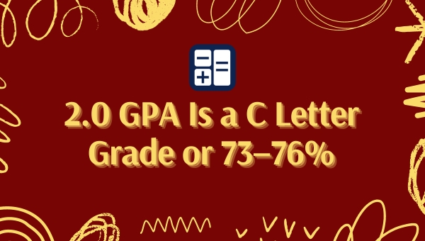 2.0 GPA Is a C Letter Grade or 73–76%